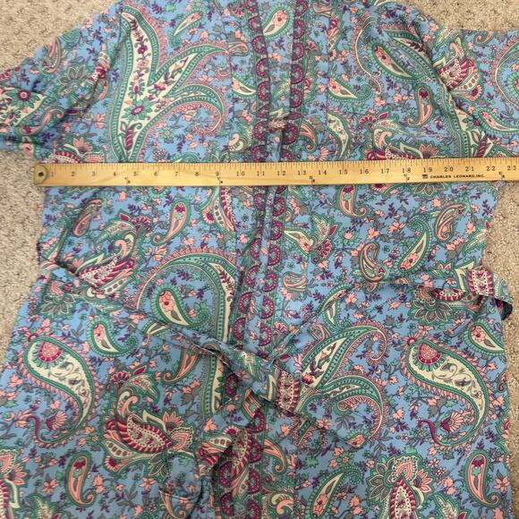 100% Silk Belted Kimono Robe W/ Bell Sleeves. Made In India. Vibrant Midi Blue - Picture 10 of 12